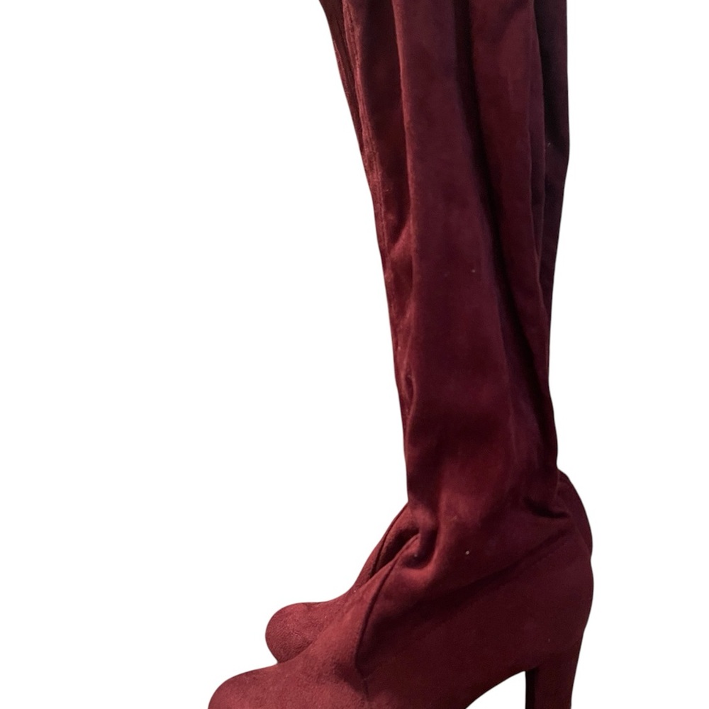 Yoki Suede Burgundy Over-the-Knee high heel Boots